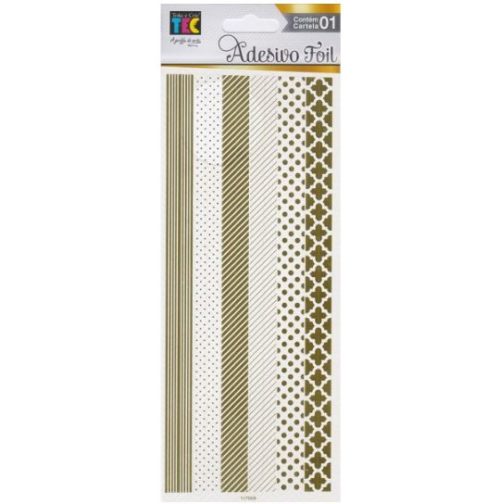 Adesivo Transparente Faixas FOIL DOURADO