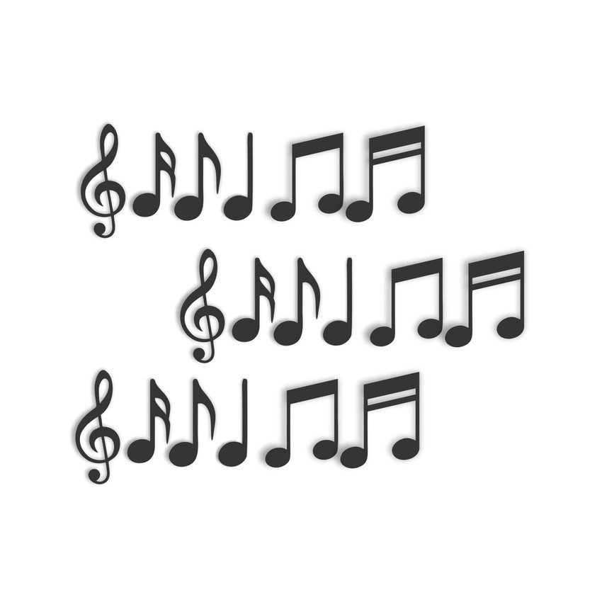 Aplique Acrílico Preto For You NOTAS MUSICAIS