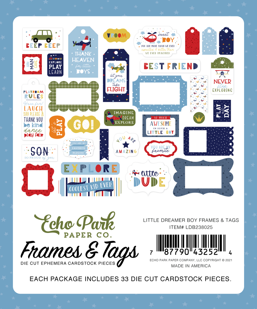Diecuts LITTLE DREAMER BOY – FRAMES E TAGS - Imagem 2