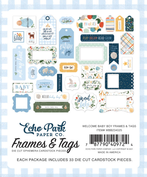 Diecuts WELCOME BABY BOY – FRAMES E TAGS - Image 2