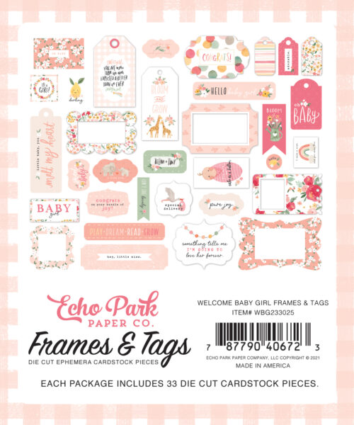 Diecuts WELCOME BABY GIRL – Frames e Tags - Image 2
